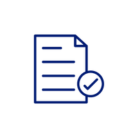 document with check mark graphic in blue