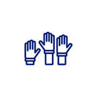 3 hands raised graphic in blue
