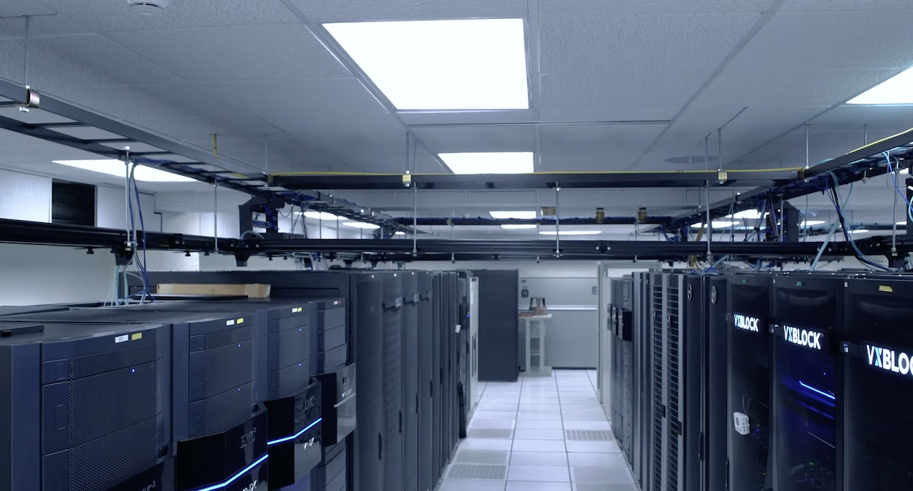 Rows of servers in the Lakewood Data Center