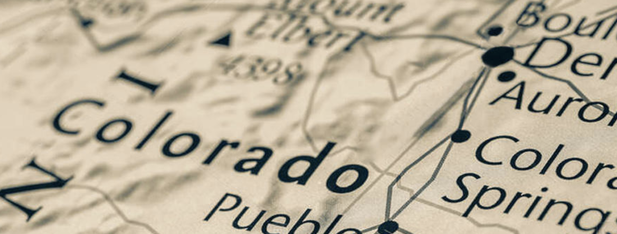 cropped part of Colorado map with Denver, Pueblo and other cities included