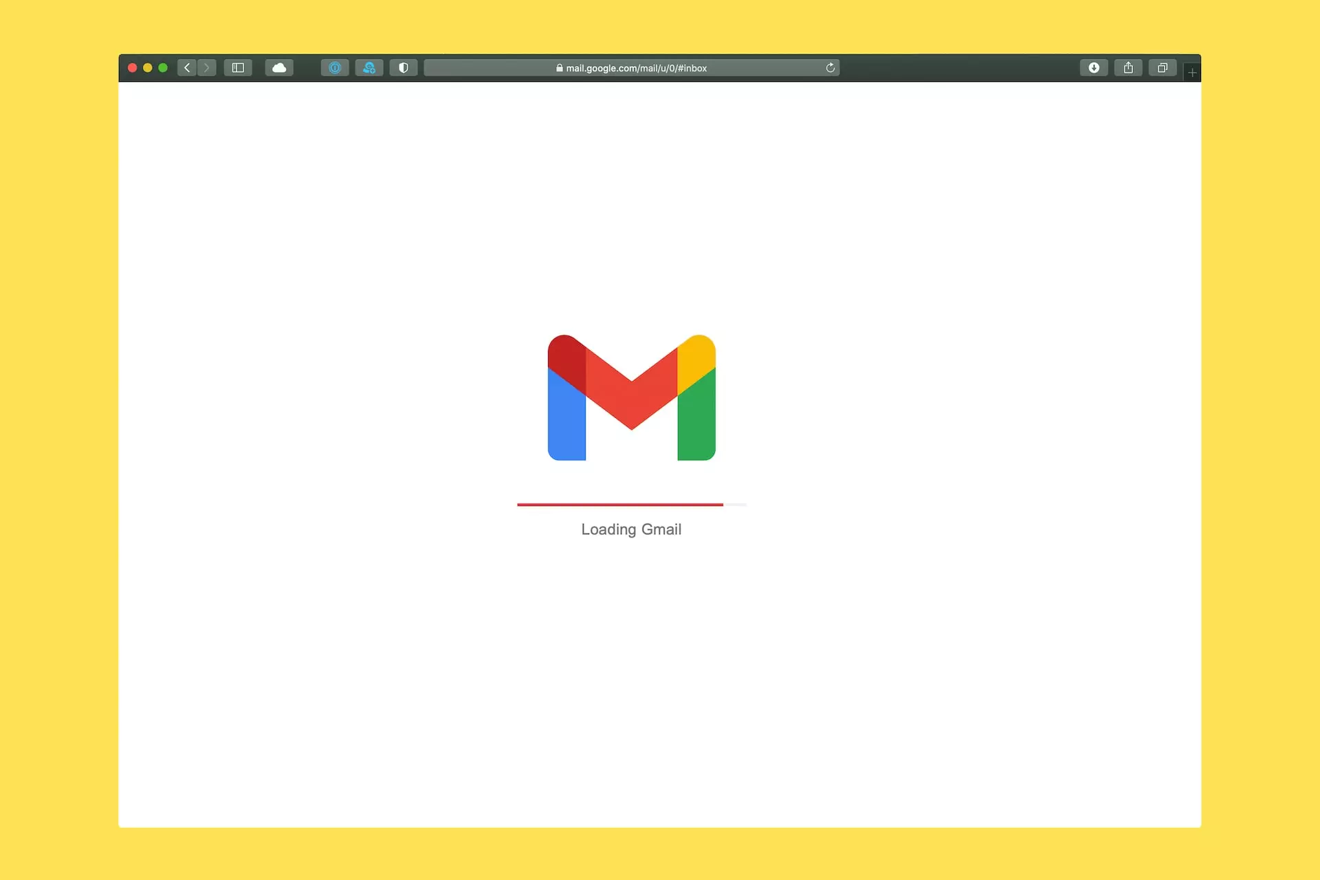 screenshot of Gmail desktop application loading page